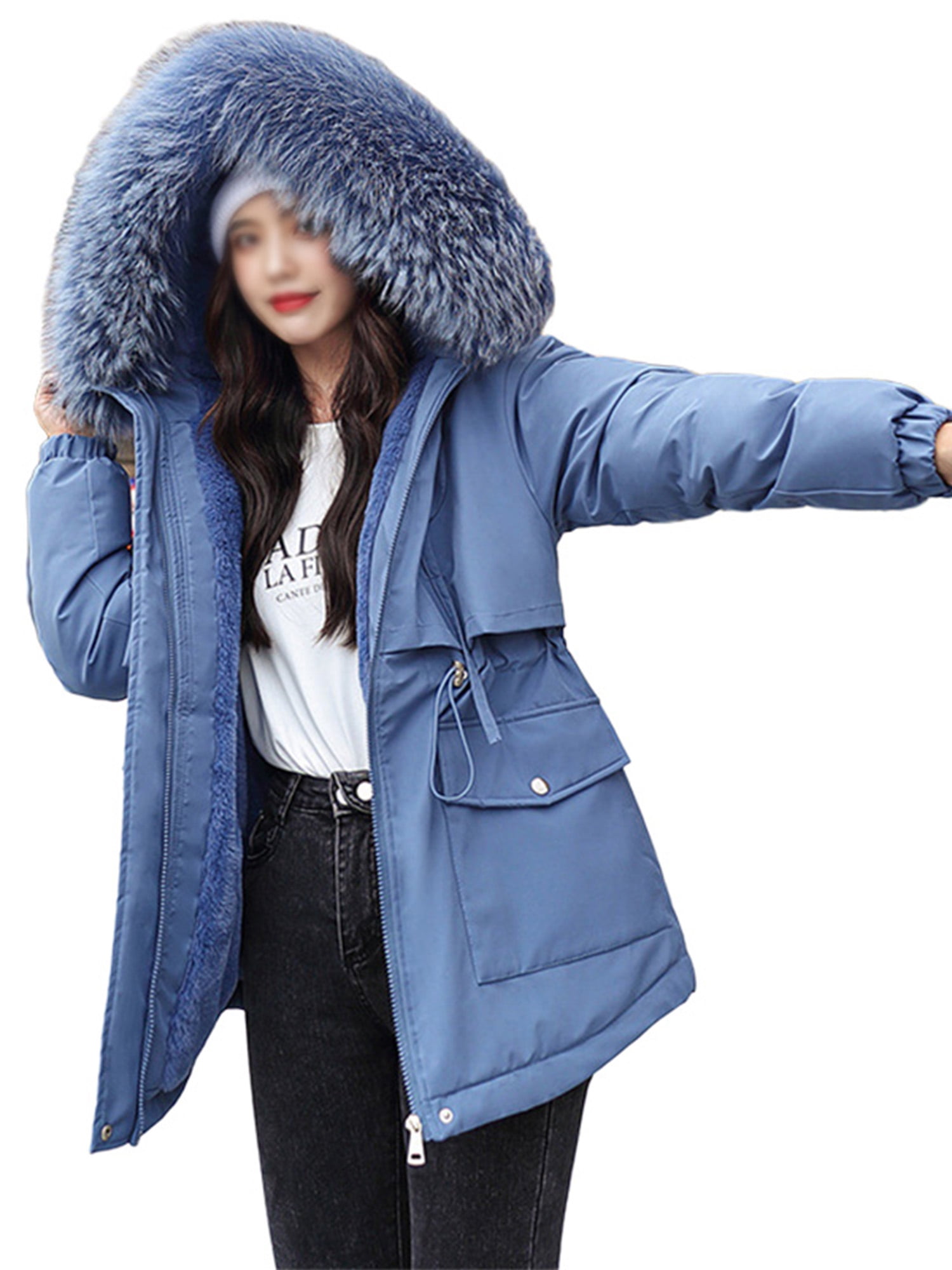 short down coat with fur