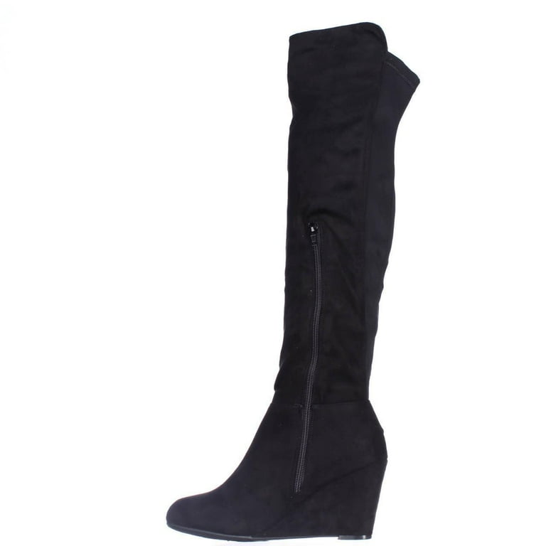 Womens Chinese Laundry Unbelievable Knee High Wedge Boots Black