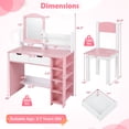 thumbnail image 3 of Gymax Kids Vanity Set w/Mirror&Chair Princess Makeup Dressing Desk w/Storage Shelves, 3 of 10
