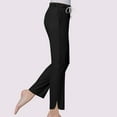 thumbnail image 4 of Side Split Cropped Pants for Womens Drawstring Elastic Waist High Waisted Pants Slim Fitted Joggers Pants Tummy Control Athletic-Fit Sweatpants Bussiness Office Work Pants with Pockets, 4 of 7