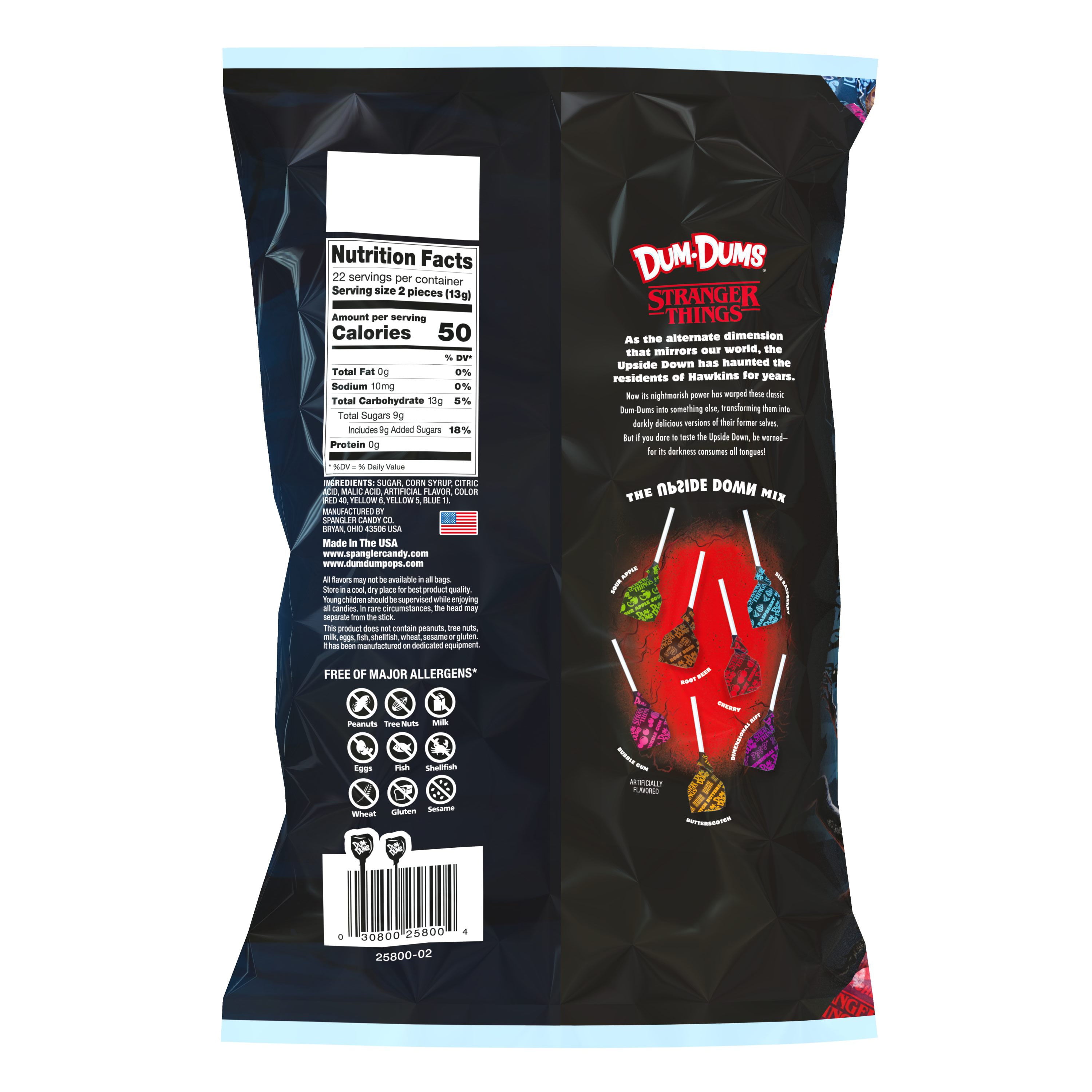 Dum Dums Stranger Things Mix Halloween Assorted Lollipops & Suckers, Hard Party Candy 10.2 oz. Lay Down Bag