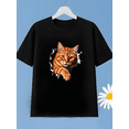 thumbnail image 2 of MAWOTEA [Slim Fit] Cat Break Through Print T-Shirt Kids Casual Wear, Ideal Gift for Birthday, Size 5Years-13Years, 2 of 5