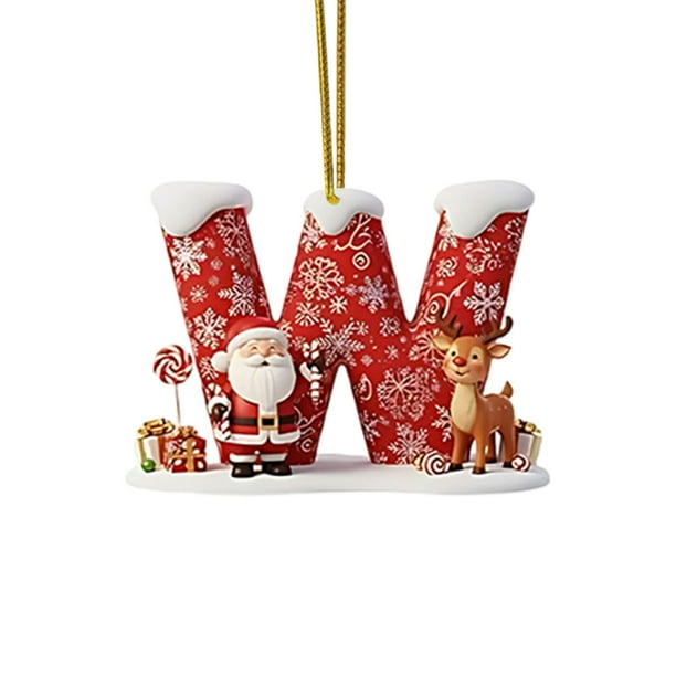 Decoraciones de Árbol de Navidad 2D Acrílico Decoración Carta Colgante con 26 Letras Diy Navidad Decoración Del Hogar Ornamentos Del Árbol de Navidad