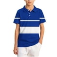 thumbnail image 2 of Ynynloco Boys Short Sleeve Pique Shirts Kids Color Block School Uniform Golf Shirt Tops 5-15 Years, 2 of 8