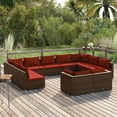 thumbnail image 1 of vidaXL 11 Piece Garden Lounge Set with Cushions Brown Poly Rattan, 1 of 4