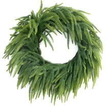 22Inch Norfolk Pine Wreath, Real Touch Green Artificial Christmas Wreaths, Christmas Decorations for Window, Wall, Mantel, Outdoor Xmas Holiday Decor (1PCS)
