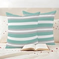 thumbnail image 2 of Outdoor Pillow Covers Pack of 2, Minimalist Turquoise Grey Striped Waterproof Throw Pillowcase Cushion Cases, Modern Abstract Art Decorative Pillow Cover for Couch Sofa Home Bed Patio, 2 of 9