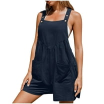 Diufon Plus Size Women Shorts Rompers Square Neck Sleeveless Playsuits Solid Color Bodysuits with Pockets