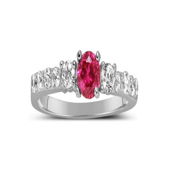 1 Carat Ruby and Diamond Wedding Ring Set in White Gold