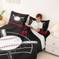 thumbnail image 3 of Erosebridal Baseball Print Boys Full Size Sheets, Grey Brown Red Bed Sheets, 4 Pieces, 3 of 5