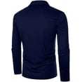 thumbnail image 2 of Mens Casual Polo Shirt Quick Dry Business Office Work Slim Long Sleeve Stretch Lightweight Shirt Tops Blue 3XL, 2 of 3