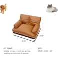 thumbnail image 2 of Pet Sofa Bed, Vintage Cat Dog Faux Leather Sofa with Non-Slip Bottom for Dogs Cats (Brown, Medium), 2 of 7