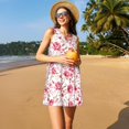 thumbnail image 3 of Balery Rose Flowers Vestidos de verano para mujer con estampado: vestido holgado sin mangas, vestido playero informal y cómodo para días calurosos., 3 of 7
