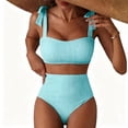 thumbnail image 2 of Delconic Women High Waist Bikini Set with Adjustable Shoulder Straps and Vertical Stripe Pattern Two Piece Swimsuit for Beach Pool, 2 of 4