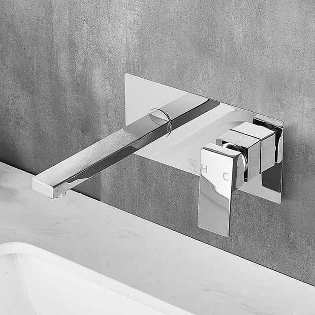 Recessed Wall Mounted Brass Basin Faucet with Ceramic Cartridge Included-LIVINGbasics®