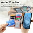 thumbnail image 3 of For Google Pixel 10 5G Leather Phone Case Wallet Zipper Pocket Pouch Folio Flip Cover Kickstand, Multi Anti-theft Card Holder Cash Slot, Double Magnetic Buckle, Wrist Lanyard,Pink, 3 of 11