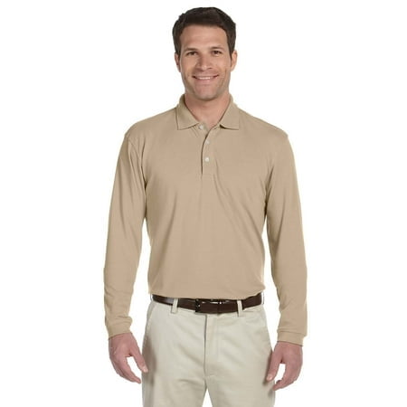 Harriton Polo à Manches Longues pour Hommes 5.6 oz. Easy BlendTM