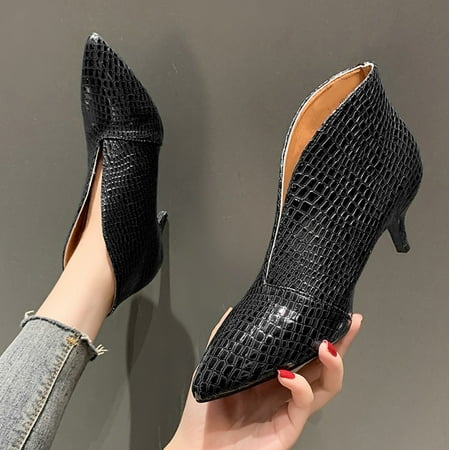 

Women Shoes Short Women s Boots Stilettos Breathable Retro Shoes Zipper Women s Boots Black 8