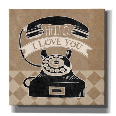 Epic Graffiti 'Hello I Love You Taupe' by Mary Urban, Canvas Wall Art, 12"x12"