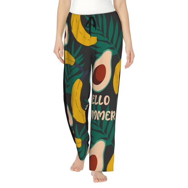 Fotbe Banana And Avocado Pantalones de Pijama para Mujer, Pantalones de Dormir, Pantalones Pj con Cordón y Bolsillos-Medium