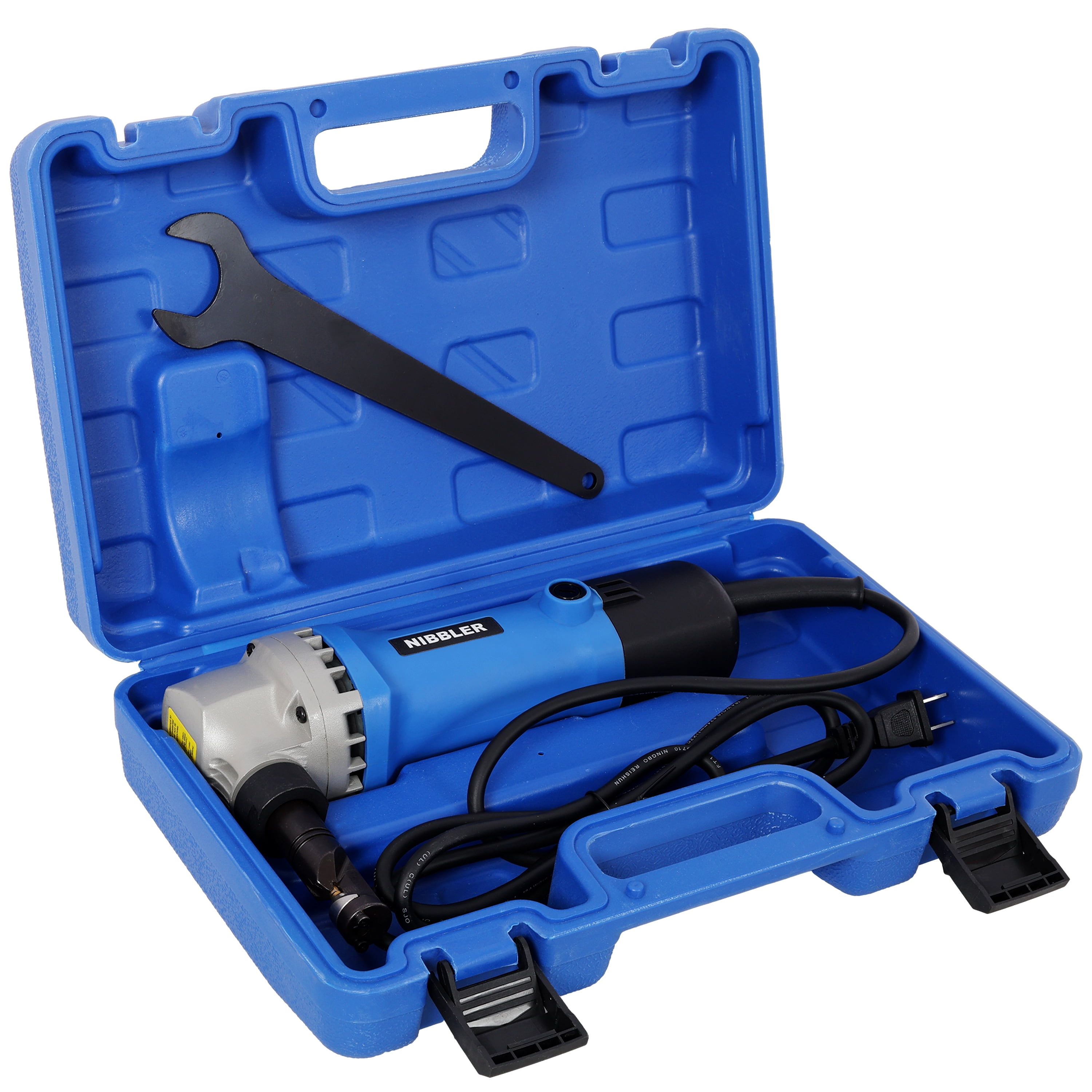 , Electric Sheet Metal Nibbler 16 Gauge Precision Metal Cutting Tool,360° Rotation Electric Cutter, Blue ,Plastic ,