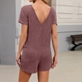 thumbnail image 6 of OGLCCG Pajama Rompers for Women Summer Casual Short Sleeve Crew Neck Jumpsuits Loose Fit One Piece Sleepwear Loungwear with Pockets, 6 of 7