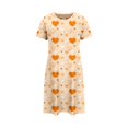 thumbnail image 3 of RANJIE Women's Plus Size Nightgown Heart Print Short Sleeve Crewneck Loose Sleep Dress Nightwear for Valentine's Day, Orange 5XL, 3 of 3