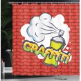 thumbnail image 3 of Ambesonne Graffiti Shower Curtain, Bubbly Colorful Letters, 69"Wx84"L, Vermilion Multicolor, 3 of 4