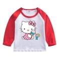 thumbnail image 4 of Hello Kitty-Camiseta de algodón puro para niños, camiseta que absorbe la humedad, Tops contrastantes dulces a la moda, camisetas deportivas informales de manga larga para bebé, 4 of 5
