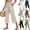 #02 Beige, variant on Linen Capri Pants for Women High Waisted Drawstring Wide Leg Pants Casual Summer Capris Lightweight Travel Beach Pant ,S,#02 Blue