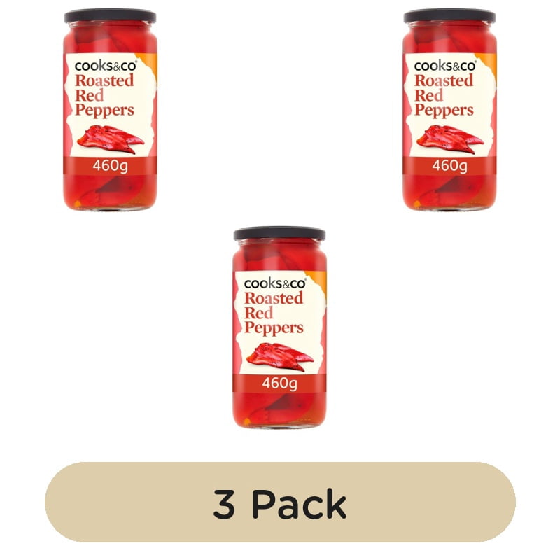 Cooks & Co Roasted Red Peppers 460g, British Import (Pack of 3)
