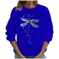 thumbnail image 2 of jjayotai Long Sleeve Tops for Women 2024, Casual Fall Crew Neck Sweatshirts Cute Dragonfly Print Loose Fit Fashion Shirts, 2 of 8