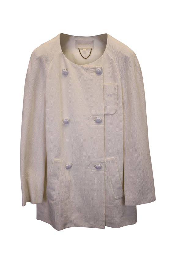 Pre-Owned Vanessa Bruno Double-Breasted Peacoat in Cream Cotton