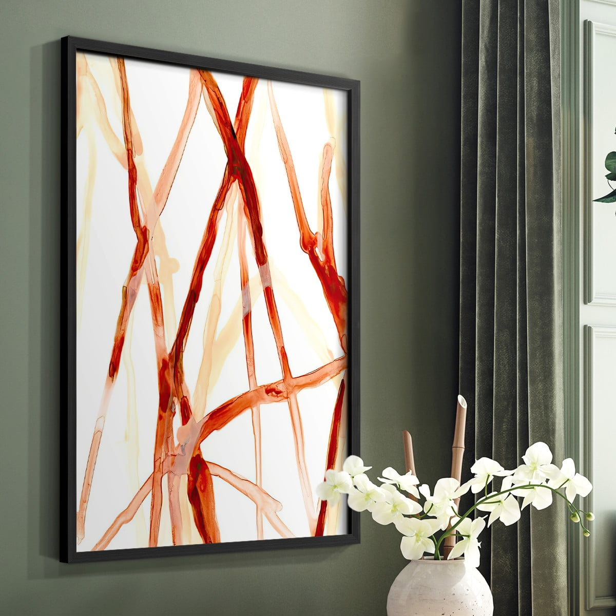 Runnel V Framed Print in Black Solid Wood Framed Print No Nail Hanging