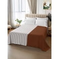 thumbnail image 2 of Boho Brown Leather Texture Flat Sheets Only Queen Size, Soft Breathable Bed Top Sheets for Mattress, Modern Black Striped Luxury Bedding Flat Sheets for Home Hotel Bedroom Bed Protection, 2 of 9