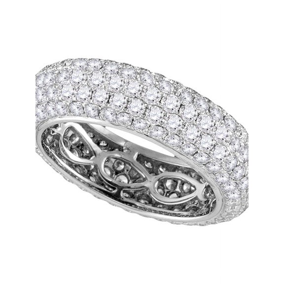 14kt White Gold Womens Round Pave-set Diamond Comfort Wedding Band Ring 3-1/3 Cttw