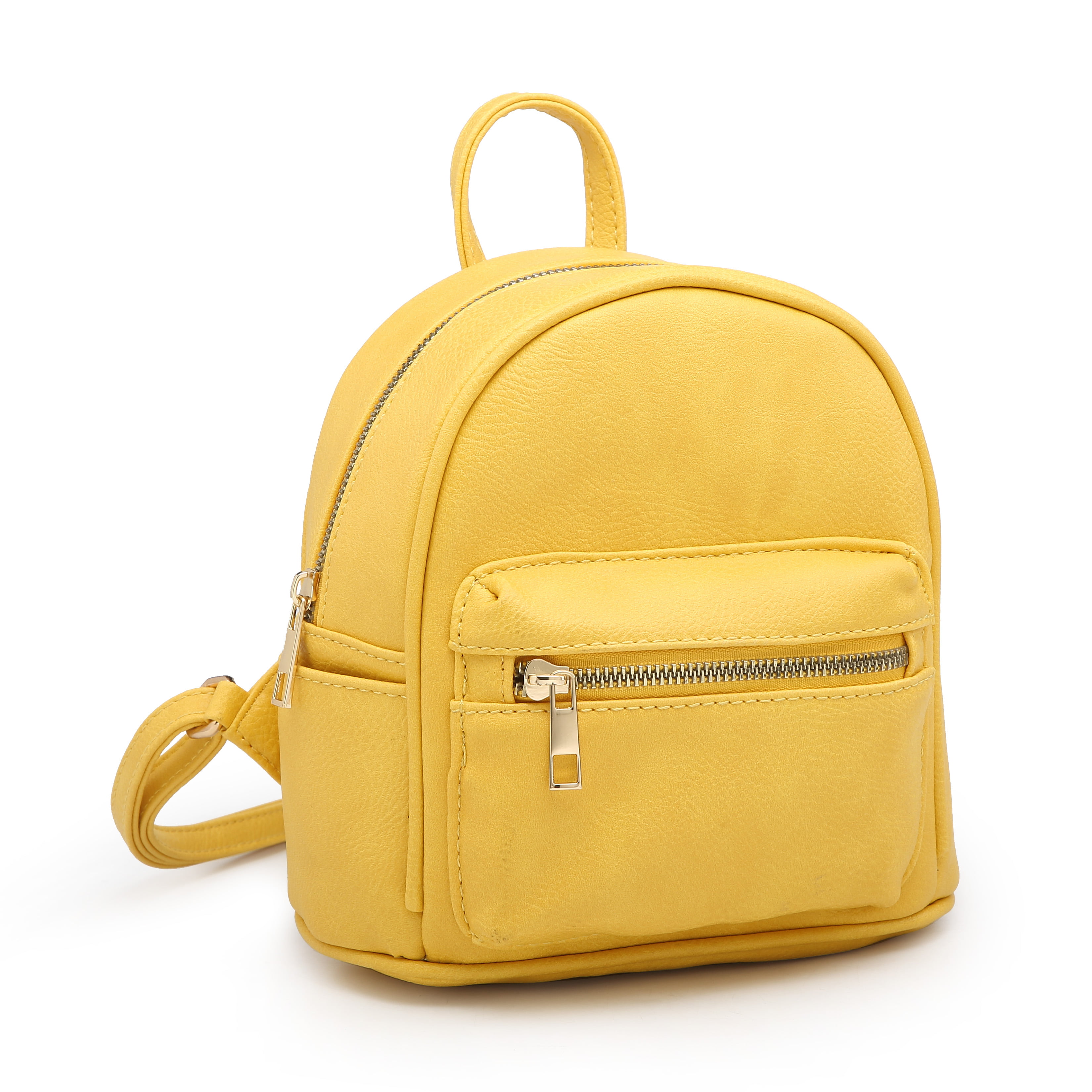 Leather Yellow Gold Dogs On Dark Backpack Daypack Bag Women