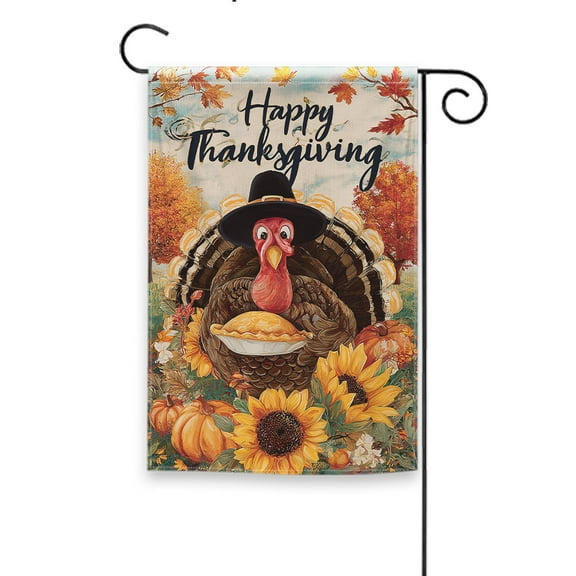 Fall Garden Flag - Vertical Double-Sided Yard Decor, Happy Thanksgiving, Indoor & Outdoor Autumn Thanksgiving Decoration, 12.5 x 18 Inches
