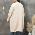 thumbnail image 6 of HAPIMO Women's Plus Size Jackets Fashion Solid Color Midi Coat Long Sleeve Outwear Pockets Open Front Cardigans Fall Winter Outfits Casual Sweaters Cotton Lined Beige XL, 6 of 6