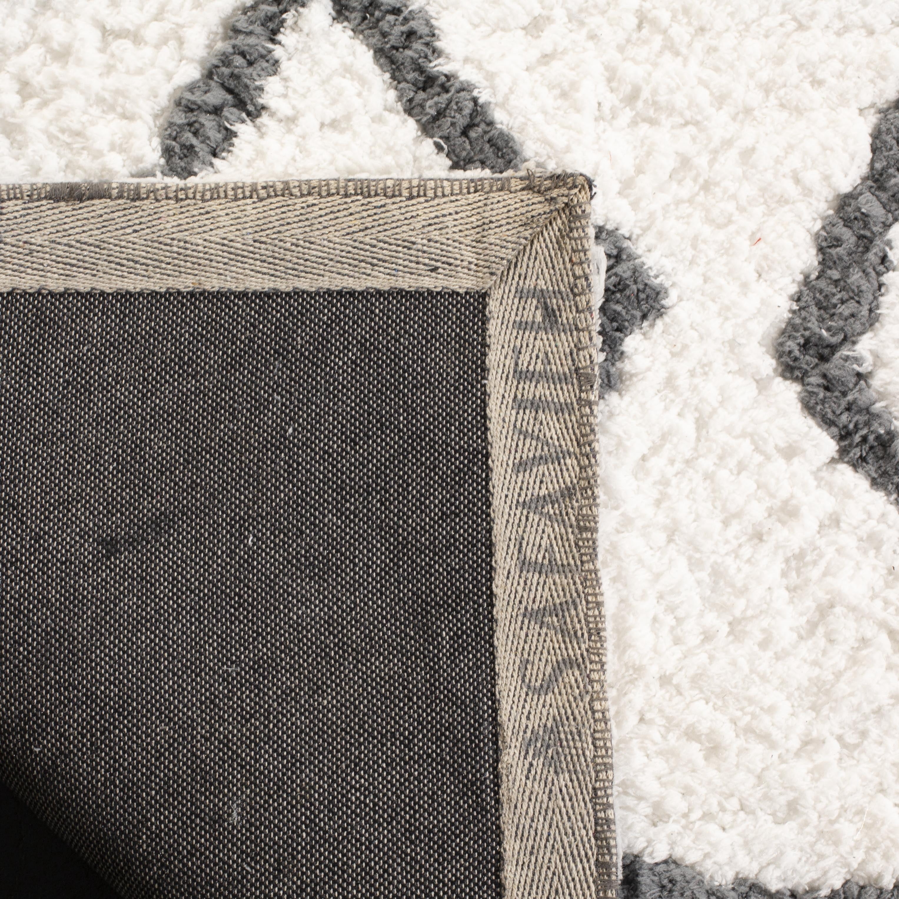 SAFAVIEH Equinox Erica Abstract Polyester Shag Area Rug, Cream/Grey, 5' x 8'