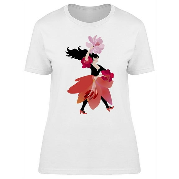 Flower Dress Flamenco Dancer T-Shirt Women -Image by Shutterstock, Female Small