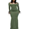 thumbnail image 1 of Robe Longue Élégante pour Femmes Couleur Unie Col Rond Bretelles Spaghetti Manches Longues Robe Printemps Automne Dos Nu Robe de Soirée, 1 of 5