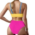 thumbnail image 5 of Busydd Swimsuit for Women 2 Piece High Waisted Bikini Set Trendy V Neck Pleated Bathing Suit Colorblock Swim Suits with Briefs, 5 of 5