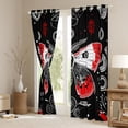 thumbnail image 3 of Homewish Vintage Gothic Moth Blackout Curtains Set of 2 (52x84 Each),Boho Bohemain Theme Window Curtains,Black Red Curtains and Drapes For Kids,Breathable Home Decor, 3 of 6