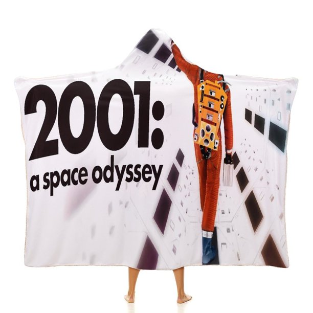 2001: Una Odisea del Espacio Manta Capa con Capucha Anti-Bolitas, Manta de Lana Ártica Suave, Manta Portátil de Felpa Ligera y Lujosa, Poncho para Siesta en Casa y Oficina, 100*130cm