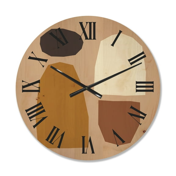 Designart 'Minimal Geometric and Elementary Organic Compostions XXXXVII' Modern Wood Wall Clock