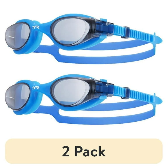 (2 pack) TYR Adult Fit Vesi Non-Mirrored Swim Goggle - Smoke/Blue