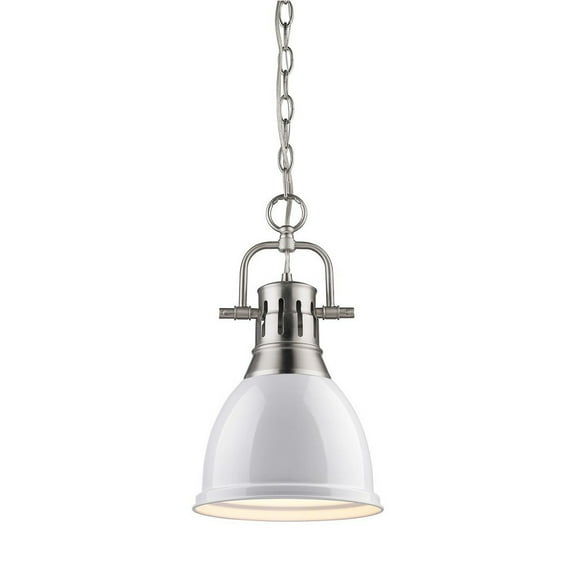 1 Light Small Pendant with Chain in Classic Style 16.5 inches High By 8.875 inches Wide-Pewter Finish-White Shade Color Bailey Street Home