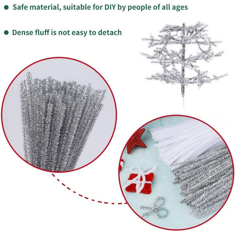 Pipe Cleaner Stems: Tinsel Silver (100) [MA300126] 