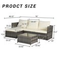 thumbnail image 3 of 2-Piece Patio Furniture Set, Outdoor Woven Sectional L- Shaped Patio Furniture , Wicker Conversation Set with Ottoman, Detachable Lounger Table for Backyard Poolside (Beige), 3 of 11